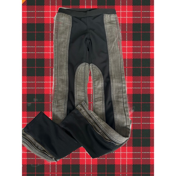 BCBGMaxAzria Pants - BCBGMAXAZRIA Black Grey Paneled Zipper Leggings Pants Womens XS
